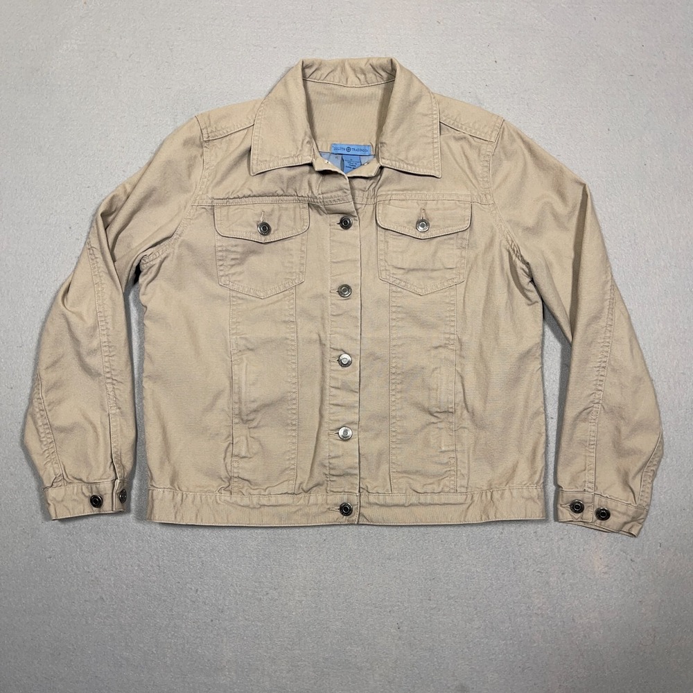 Duluth Trading Canvas Trucker Jacket Women‎ Medium Tan Beige Cotton Workwear